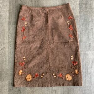 Vintage Fall Brown Midi Floral Skirt